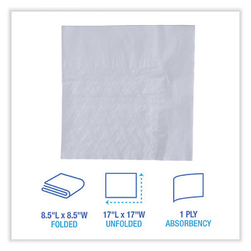 Boardwalk Dinner Napkin, 1-Ply, 17 x 17, White, 250/Pack, 12 Packs/Carton (8307W)