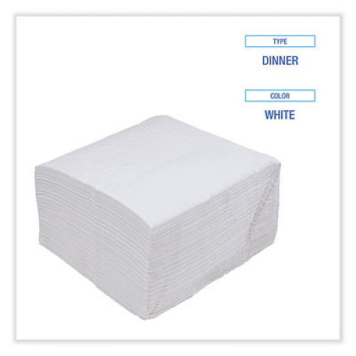 Boardwalk Dinner Napkin, 1-Ply, 17 x 17, White, 250/Pack, 12 Packs/Carton (8307W)