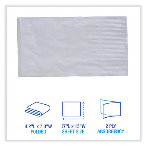 Boardwalk Dinner Napkin, 2-Ply, 17 x 15, White, 100/Pack, 30 Packs/Carton (8308W)