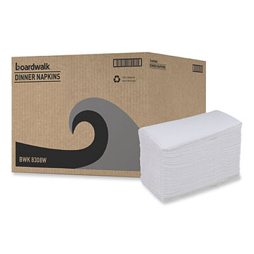 Boardwalk Dinner Napkin, 2-Ply, 17 x 15, White, 100/Pack, 30 Packs/Carton (8308W)