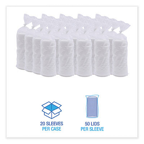 Deerfield Hot Cup Lids, Fits 10 oz to 20 oz Boardwalk Deerfield Hot Cups, Plastic, White, 50/Pack, 20 Packs/Carton (DEERHLIDW)