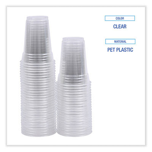 Boardwalk Plastic PET Cups, 9 oz, Clear, 50/Sleeve, 20 Sleeves/Carton (PET9)