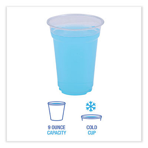 Boardwalk Plastic PET Cups, 9 oz, Clear, 50/Sleeve, 20 Sleeves/Carton (PET9)