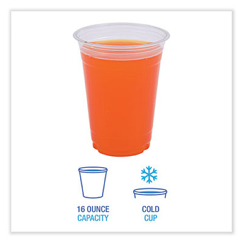 Boardwalk Clear Plastic PET Cups, 16 oz, 50 Cups/Sleeve, 20 Sleeves/Carton (PET16)