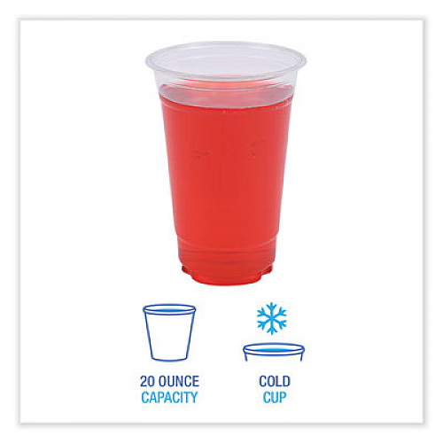 Boardwalk Clear Plastic PET Cups, 20 oz, 50/Sleeve, 20 Sleeves/Carton (PET20)