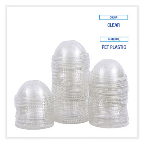 Boardwalk PET Cold Cup Dome Lids, Fits 14 oz to 24 oz Cold Cups, Plastic, Clear, 100/Sleeve, 10 Sleeves/Carton (PETDOME)
