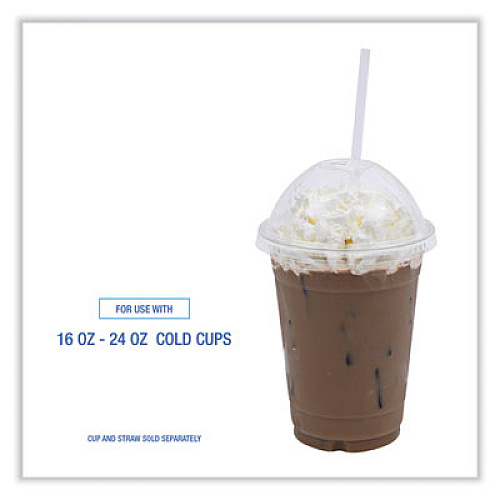 Boardwalk PET Cold Cup Dome Lids, Fits 14 oz to 24 oz Cold Cups, Plastic, Clear, 100/Sleeve, 10 Sleeves/Carton (PETDOME)