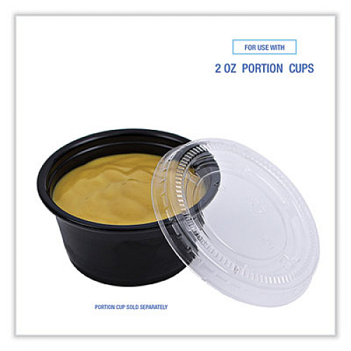 Boardwalk Souffle/Portion Cup Lids, Fits 1.5 oz and 2 oz Portion Cups, Plastic, Clear, 2,500/Carton (PRTLID2)