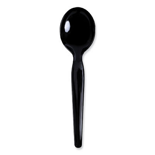 Boardwalk Heavyweight Polystyrene Cutlery, Soup Spoon, Plastic, Black, 1,000/Carton (SOUPHWPSBLA)