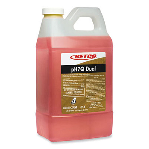 Betco pH7Q Dual Neutral FastDraw Disinfectant Cleaner, Lemon Scent, 67.6 oz Bottle, 4/Carton (3554700)