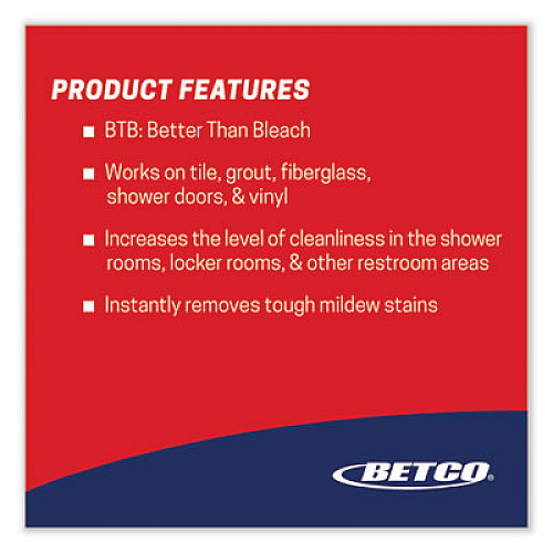 Betco BTB Mildew Stain Remover, Apple, 32 oz Spray Bottle, 12/Carton (3211200)