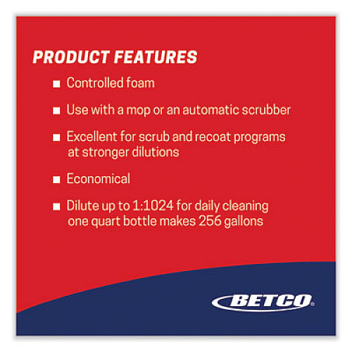 Betco Daily Scrub SC Floor Cleaner, Characteristic Scent, 32 oz Bottle, 6/Carton (1884800)