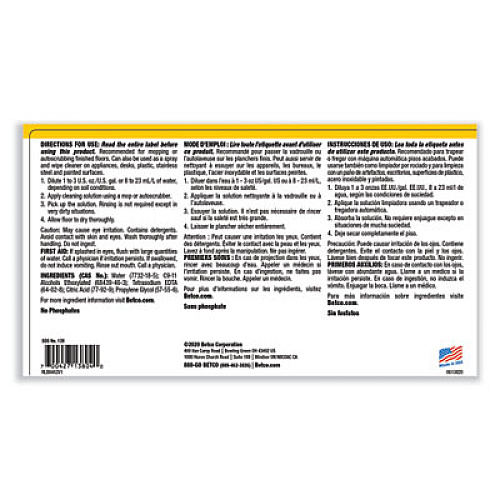 Betco pH7 Floor Cleaner, Lemon Scent, 1 gal Bottle, 4/Carton (1380400)