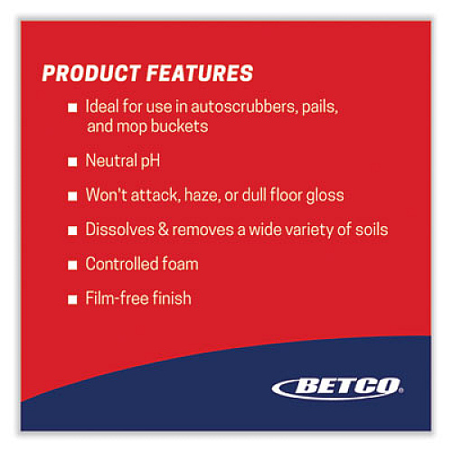 Betco pH7 Floor Cleaner, Lemon Scent, 1 gal Bottle, 4/Carton (1380400)