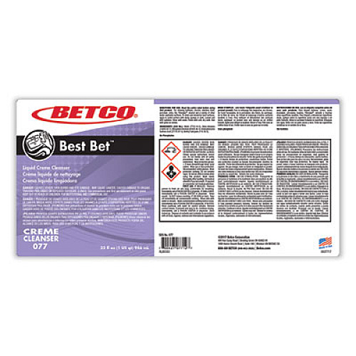Betco Best Bet Liquid Creme Cleanser, Mint, 32 oz Bottle, 12/Carton (771200)