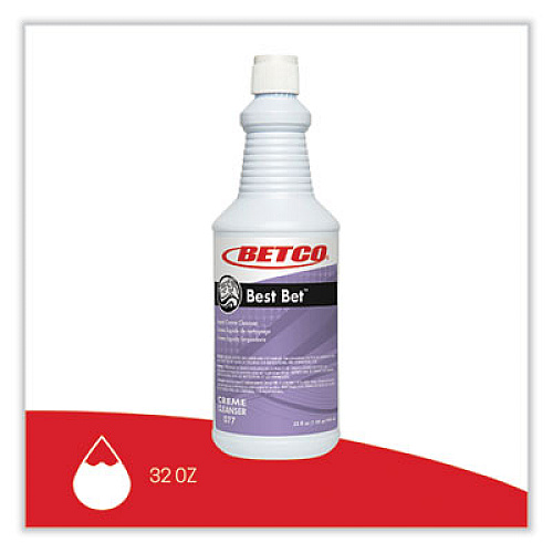 Betco Best Bet Liquid Creme Cleanser, Mint, 32 oz Bottle, 12/Carton (771200)