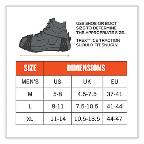 ergodyne Trex 6310 Adjustable Slip-On Ice Cleats, X-Large, Black, Pair (16775)