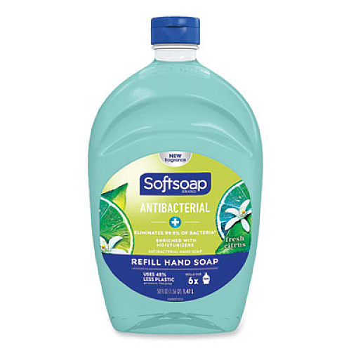Softsoap Antibacterial Liquid Hand Soap Refill, Fresh Scent, 50 oz, Green, 6/Carton (45991)