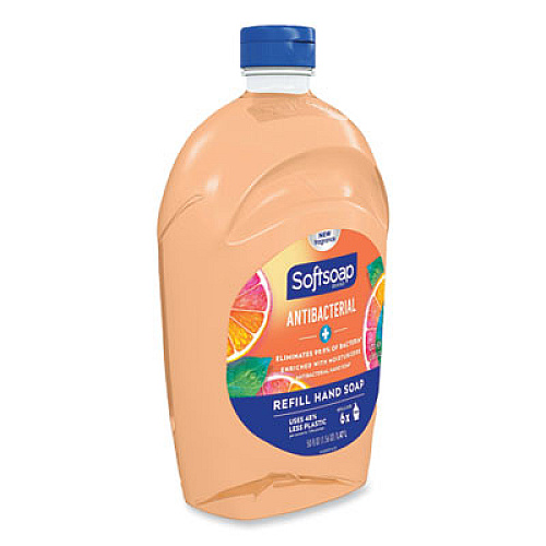 Softsoap Antibacterial Liquid Hand Soap Refill, Fresh Scent, 50 oz, Orange, 6/Carton (46325)