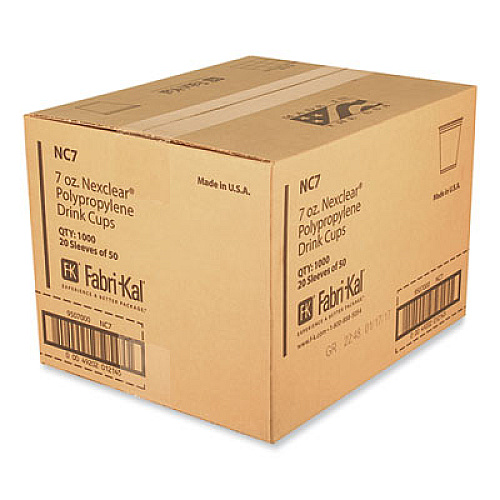 Fabri-Kal Nexclear Polypropylene Drink Cups, 7 oz, Plastic, Clear, 50/Bag, 20 Bags/Carton (NC7)