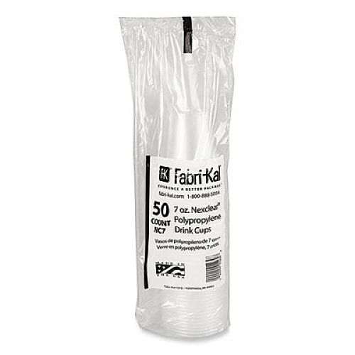 Fabri-Kal Nexclear Polypropylene Drink Cups, 7 oz, Plastic, Clear, 50/Bag, 20 Bags/Carton (NC7)