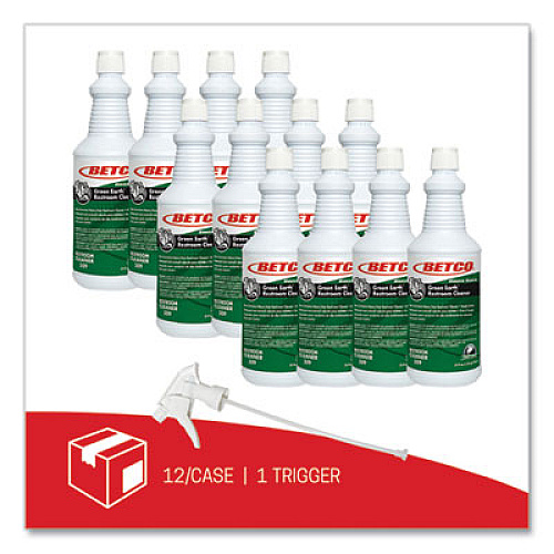Betco Green Earth RTU Restroom Cleaner, Fresh Mint Scent, 32 oz Bottle, 12/Carton (3091200)