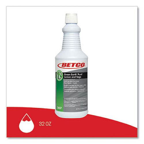 Betco PUSH All Purpose Cleaner and Odor Eliminator, Lemon and Sage Scent, 32 oz Bottle, 12/Carton (26071200)