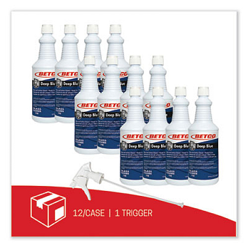 Betco Deep Blue Glass and Surface Cleaner, Ammonia Scent, 32 oz Bottle, 12/Carton (1081200)