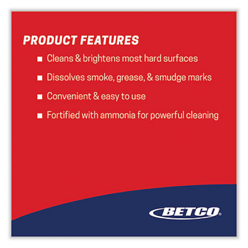 Betco Deep Blue Glass and Surface Cleaner, Ammonia Scent, 32 oz Bottle, 12/Carton (1081200)