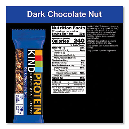 KIND Protein Bars, Double Dark Chocolate, 1.76 oz, 12/Pack (26036)