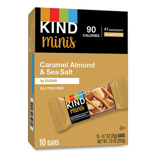 KIND Minis, Caramel Almond Nuts/Sea Salt, 0.7 oz, 10/Pack (27960)