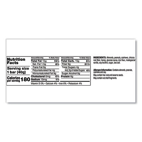 KIND Nuts and Spices Bar, Madagascar Vanilla Almond, 1.4 oz, 12/Box (17850)