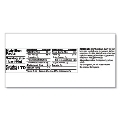 KIND Nuts and Spices Bar, Dark Chocolate Almond Mint, 1.4 oz Bar, 12/Box (19988)