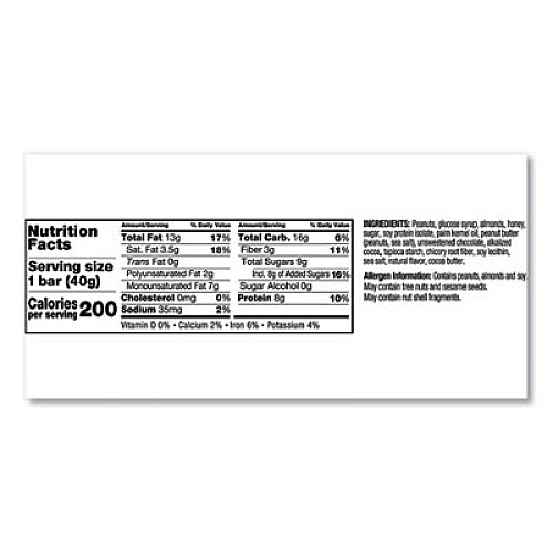 KIND Plus Nutrition Boost Bar, Peanut Butter Dark Chocolate/Protein, 1.4 oz, 12/Box (17256)