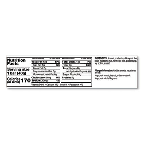 KIND Plus Nutrition Boost Bar, Cranberry Almond and Antioxidants, 1.4 oz, 12/Box (17211)
