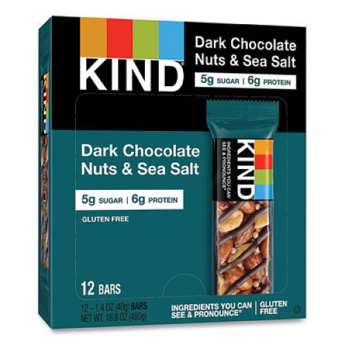 KIND Nuts and Spices Bar, Dark Chocolate Nuts and Sea Salt, 1.4 oz, 12/Box (17851)