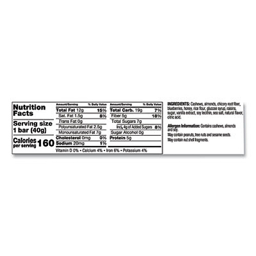 KIND Fruit and Nut Bars, Blueberry Vanilla and Cashew, 1.4 oz Bar, 12/Box (18039)