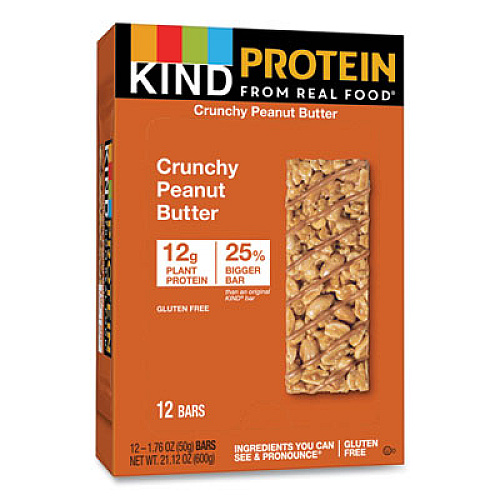 KIND Protein Bars, Crunchy Peanut Butter, 1.76 oz, 12/Pack (26026)
