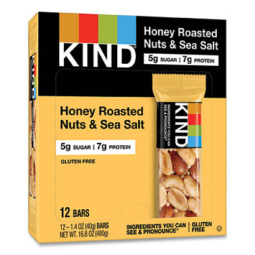 KIND Nuts and Spices Bar, Honey Roasted Nuts/Sea Salt, 1.4 oz Bar, 12/Box (19990)