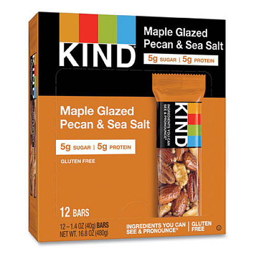 KIND Nuts and Spices Bar, Maple Glazed Pecan and Sea Salt, 1.4 oz Bar, 12/Box (17930)