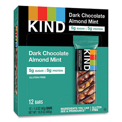 KIND Nuts and Spices Bar, Dark Chocolate Almond Mint, 1.4 oz Bar, 12/Box (19988)
