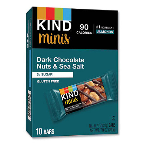 KIND Minis, Dark Chocolate Nuts/Sea Salt, 0.7 oz, 10/Pack (27959)