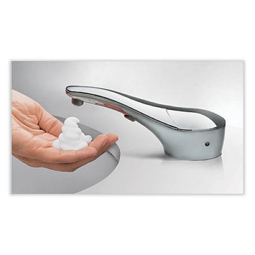 Bobrick SureFlo Top-Fill Automatic Bulk Foam Soap Dispenser, 34 oz, 7.75 x 7.75 x 19.94, Chrome (828)