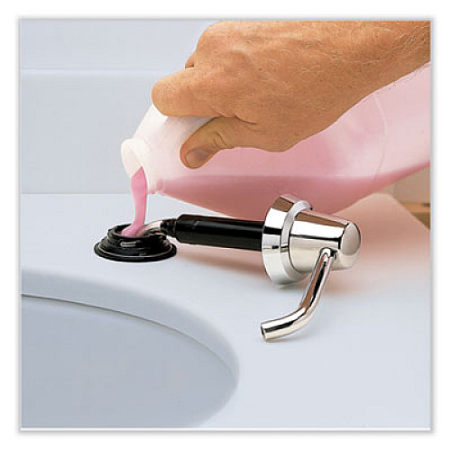 Bobrick Manual Top-Fill Liquid Soap Dispenser, 4" Spout, 20 oz, 5.63 x 5.63 x 11.25, Chrome (8221)