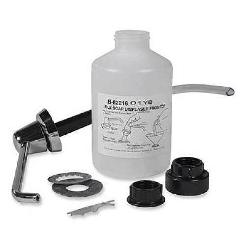 Bobrick Manual Top-Fill Liquid Soap Dispenser, 6" Spout, 20 oz, 7.63 x 7.63 x 12.13, Chrome (82216)