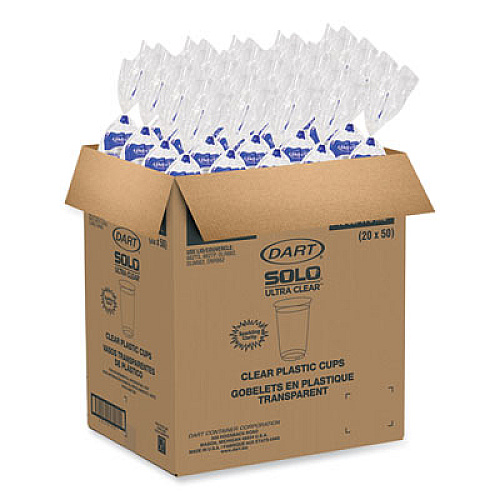 SOLO Ultra Clear Cups, 16 oz, Plastic, 50/Bag, 20 Bags/Carton (TR16)