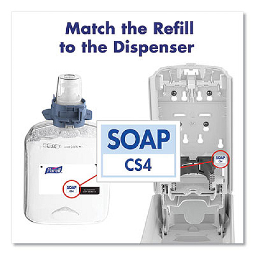 PURELL HEALTHY SOAP Mild Foam Refill, For CS4 Dispensers, Fragrance-Free, 1,250 mL, 4/Carton (517404CT)