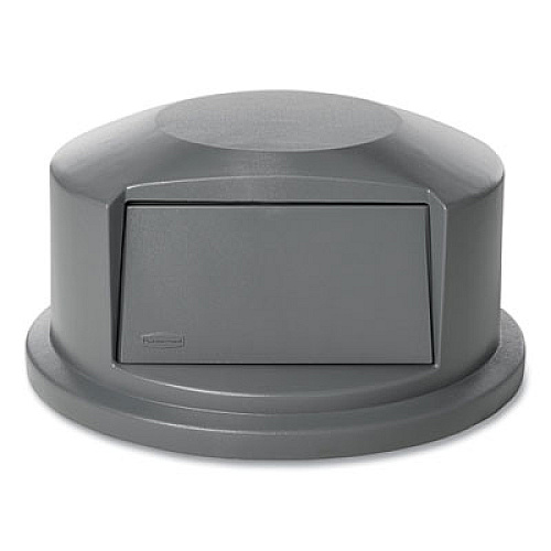 Rubbermaid Commercial Round BRUTE Dome Top Receptacle, Push Door for 44 gal Containers, 24.81" Diameter x 12.63h, Gray (264788GRA)