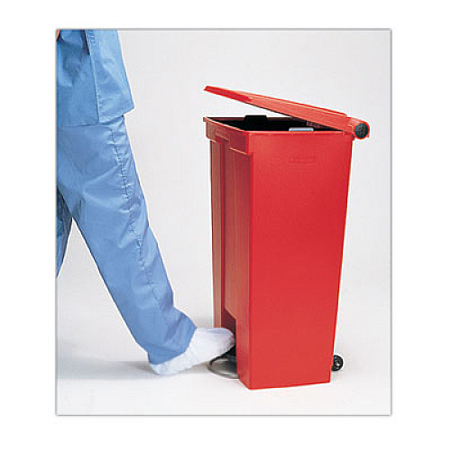 Rubbermaid Commercial Indoor Utility Step-On Waste Container, 23 gal, Plastic, Red (6146RED)