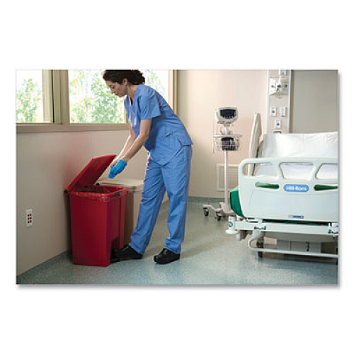 Rubbermaid Commercial Indoor Utility Step-On Waste Container, 18 gal, Plastic, Red (614500RED)